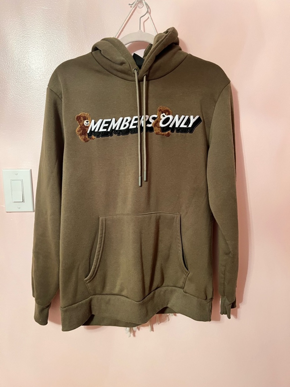 Members Only Olive Green Hoodie with Embroidered Logo